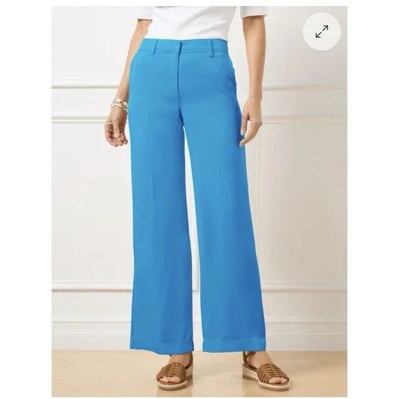 Talbots Flowy Wide Leg Ankle Pants Women’s 16P Beige - Picture 8 of 16